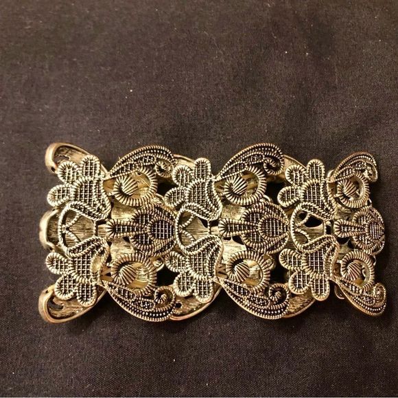 Bracelet, silver tone , elastic, floral vine,Sz 7-8 - Picture 7 of 8